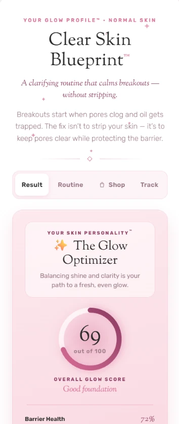 Clear Skin Blueprint result screen